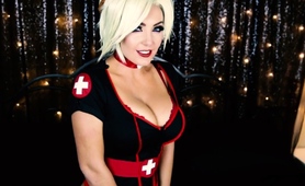 Striking Blonde Milf Beauty Poses In Sexy Nurse Outfit